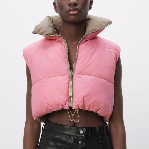 Zara | Jackets u0026 Coats | Zara Reversible Puffer Vest In Pinkbeige | Poshmark